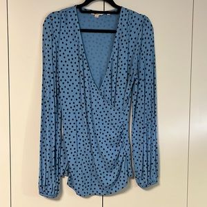 Boden crossover wrap top, blouson sleeves